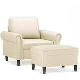  Fotelja s tabureom krem 60 cm od umjetne kože | shoptok.hr
