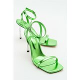 LuviShoes Edwin Women's Metallic Green Heeled Shoes Cene