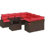  Vrtna sedežna garnitura s shranjevanjem 9 pcs Rjava poli ratan, (5000145821) | Shoptok.si
