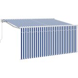  Skrovita tenda Plava i bijela 300 x 200 cm Poliester i aluminij | shoptok.hr