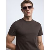 Reserved Regular majica s merceriziranim pamukom - tamnosmeđe | shoptok.hr