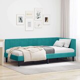 vidaXL Kutni okvir kreveta s uzglavljem Tirkizna 90 x 200 cm Baršun | shoptok.hr
