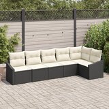 vidaXL Set od 6 Vrtnih Obroka s Jastučićima Crni Poli Ratan | shoptok.hr