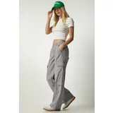 Happiness İstanbul Women's Gray Slim Pocket Cargo Pants with Pocket
