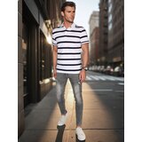 DStreet Koszulka męska polo w paski biała | shoptok.hr