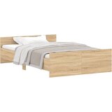  The Living Store Posteljni okvir z vzglavjem in vznožjem sonoma hrast 120x200 cm - Posteljni Okvir, (21448937) | Shoptok.si