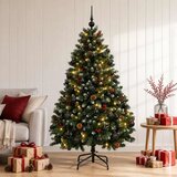  Umjetno božićno drvce zeleno s kuglicama 180 cm 300 LED lampica - Zeleno sa snježnim vrhovima Ø 90 x 180 cm s 300 LED žarulja i | shoptok.hr