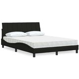 vidaXL Postelja z vzmetnico črna 140x200 cm blago | Shoptok.si