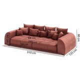 Ropez Ciglasta sklopiva sofa od samta 310 cm Vanessa – | shoptok.hr