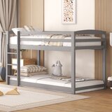 Möbrio Pogradna postelja iz borovega lesa z zaščito pred padcem + lestev - 90x200cm - siva, (22060407) | Shoptok.si