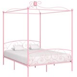  Okvir za krevet s nadstrešnicom ružičasti metalni 160 x 200 cm | shoptok.hr