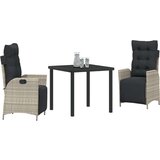 vidaXL 3-delni vrtni jedilni set svetlo sivi poli ratan | Shoptok.si