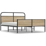 vidaXL Kovinski posteljni okvir brez vzmetnice dimljen hrast 160x200cm | Shoptok.si