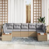  7-dijelni vrtni kauč set s jastucima Bež Poli ratan | shoptok.hr