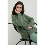 Lovechild Volnen pulover ženski, zelena barva