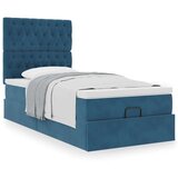 vidaXL Otomanski posteljni okvir z vzmetnicami moder 80x200cm žamet | Shoptok.si