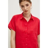 Medicine Lanena srajca ženska, rdeča barva