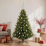  Umjetno božićno drvce s kuglicama 150 cm 150 LED lampica - Zelena 150 cm s LED-ima i srebrnim lopticama | shoptok.hr