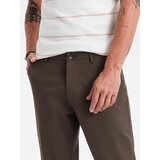 Ombre Men's REGULAR FIT chino pants with fine texture - brown | Shoptok.si