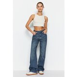 Trendyol Blue Faded Effect Vintage High Waist Wide Leg Jeans | Shoptok.si