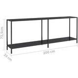  Konzolni stol crni 200 x 35 x 75,5 cm od kaljenog stakla | shoptok.hr