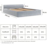 Maison de Rêve Svijetlo sivi tapecirani bračni krevet s prostorom za odlaganje s podnicom 140x200 cm Solvo – | shoptok.hr