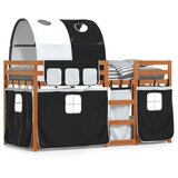  The living store pograd z zavesami bel in črn 90x200 cm trdna borovina - pograd, (21488284) | Shoptok.si