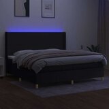  Box spring postelja z vzmetnico LED črna 200x200 cm blago, (20761204) | Shoptok.si