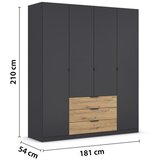 Boxxx OMARA ZA OBLAČILA, barve grafita, hrast artisan | Shoptok.si