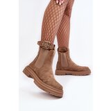Boto Leather Ankle Boots with Massive Sole Beige Ozaro | ePonuda.com