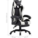 In Racing stol z oporo za noge belo in črno umetno usnje | Shoptok.si