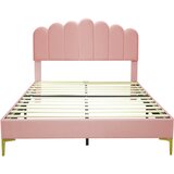 Lumor Oblazinjena postelja iz žameta 140x200 cm z letveno podlago – nastavljivo vzglavje – roza, (22151428) | Shoptok.si