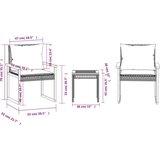  3-dijelni bistro set s jastucima poliratan i drvo bagrema crni | shoptok.hr