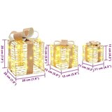 vidaXL Darilna škatla med 60 LED 3 pcs Toplo bela 20 x 20 x 20 cm PET | Shoptok.si