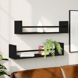 vidaXL Stenske police s prečkami 2 kosa črne 60x16x14 cm Cene