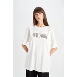 Defacto Oversize Fit Crew Neck Printed Combed Cotton Short Sleeve T-Shirt Cene