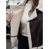 DStreet Kamizelka damska zamszowa z kożuszkiem WOOLZIP kawowa | Shoptok.si