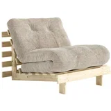 Krem futon fotelja na rasklapanje od samta Roots –