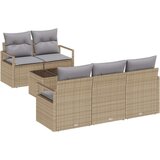  6 delna vrtna sofa garnitura z blazinami bež poli ratan | Shoptok.si