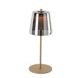 Honsel Moderne tafellamp goud 35 cm smoke glas incl. LED 3-staps dimbaar - Jent Cene