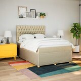  Krevet s oprugama i madracem krem 160x200 cm od tkanine | shoptok.hr