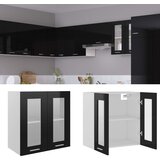 Viseći stakleni ormarić visoki sjaj crni 60x31x60 cm od iverice | shoptok.hr