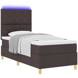  LED Box Spring Krevet Tamno smeđa 100 x 200 cm tkanina | shoptok.hr