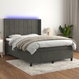  box spring s madracem LED tamnosivi 140x190 cm baršun | shoptok.hr