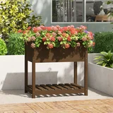 vidaXL Visoka greda s polico medeno rjava 82,5x54x81 cm trdna borovina