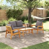 Bistro set s jastukom 4 pcs Smeđa Čvrsto drvo akacije | shoptok.hr