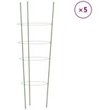 vidaXL opore za vrtne rastline s 4 obroči 5 kosov zelene 90 cm jeklo, (21088335) | Shoptok.si