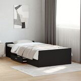 Maison Chic Posteljni okvir - Enojna postelja - Postelja za odrasle s predali črn 100x200 cm inženirski les, (21695321) | Shoptok.si