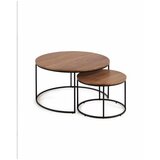 Kave Home Rjave okrogle mizice v kompletu 2 kos z orehovo ploščo ø 80 cm Yona - Kave Home Cene