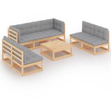 The Living Store Vrtna sedežna garnitura 8-delna z blazinami trdna borovina - Vrtna Sedežna Garnitura, (21421648) | Shoptok.si